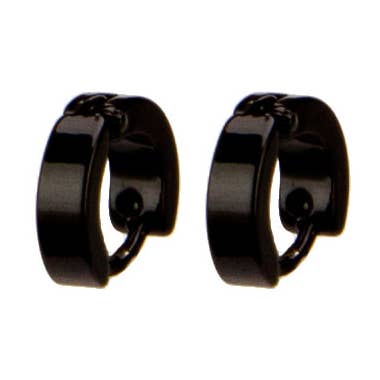 Brincos Crioulo em Aço Inoxidável 10x3mm Preto por atacado de EHAWA