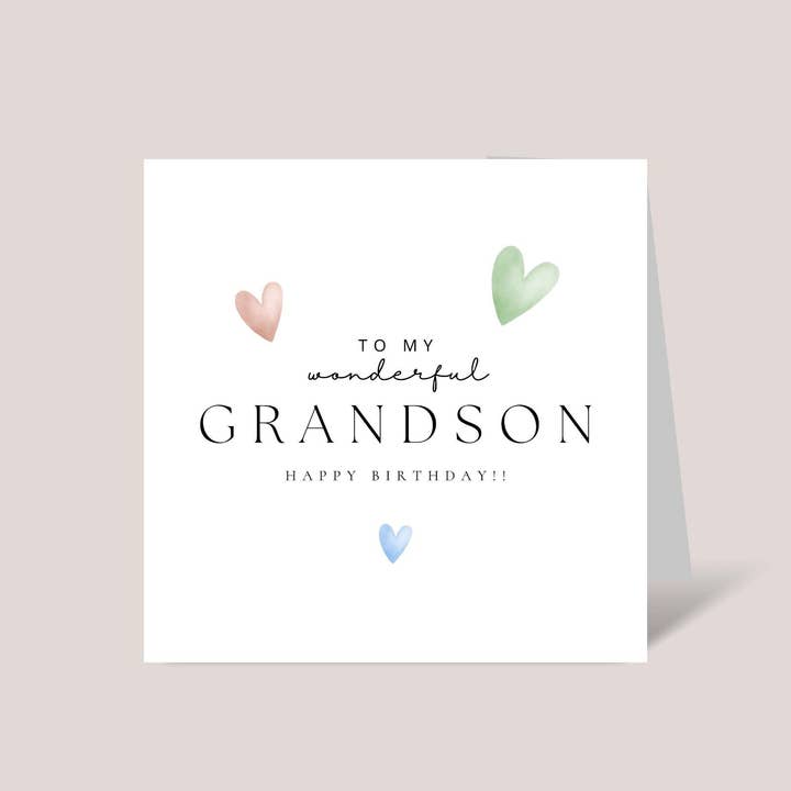 Design Sprinkles - Wholesale Birthday Card - Birthday Card for Grandson With Hearts