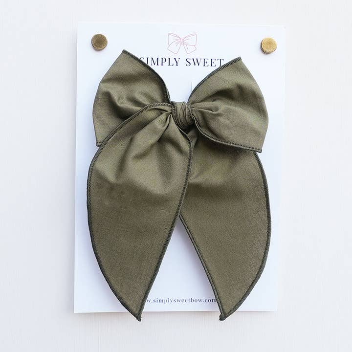 Olive - Edged Bow for wholesale by Simply Sweet Bow