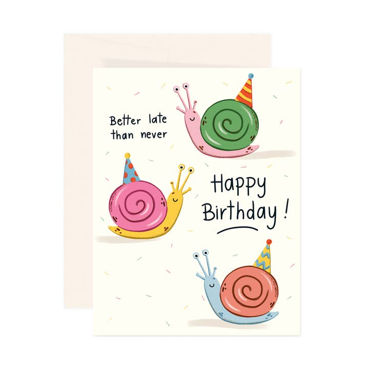 Carte d'anniversaire escargot pour la vente par Paige & Willow