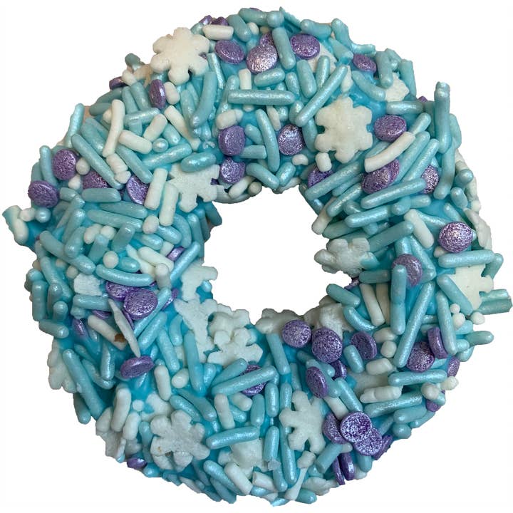 Gourmet Donut, Winter Wonderland Collection Jack Frost Donut Dog Treat for wholesale by K9 Granola Factory