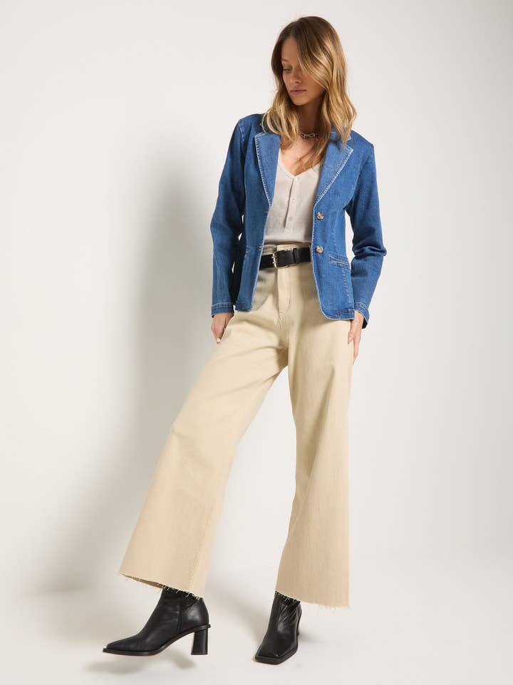 Medium Wash Pacific Heights Denim Blazer for wholesale on Faire