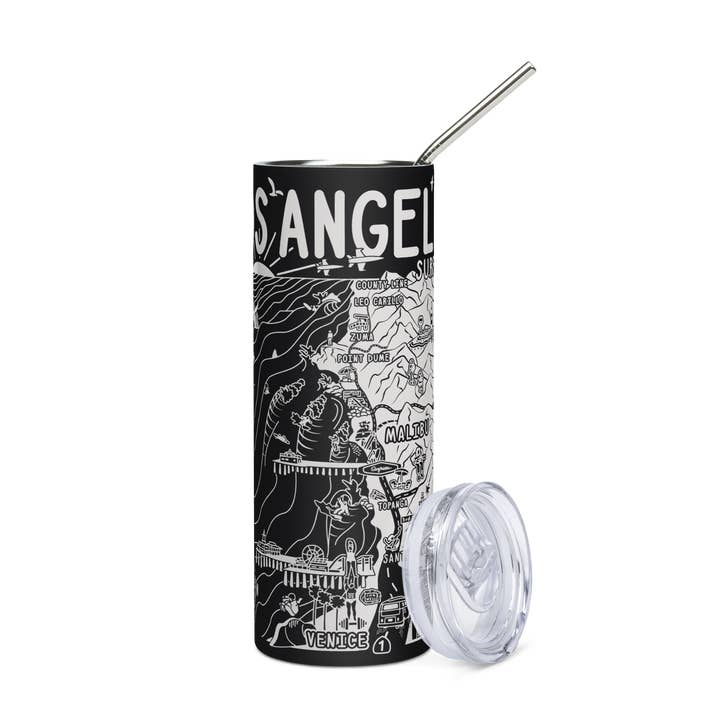 LOS ANGELES Stainless Steel Map Tumbler for wholesale by Distant Local