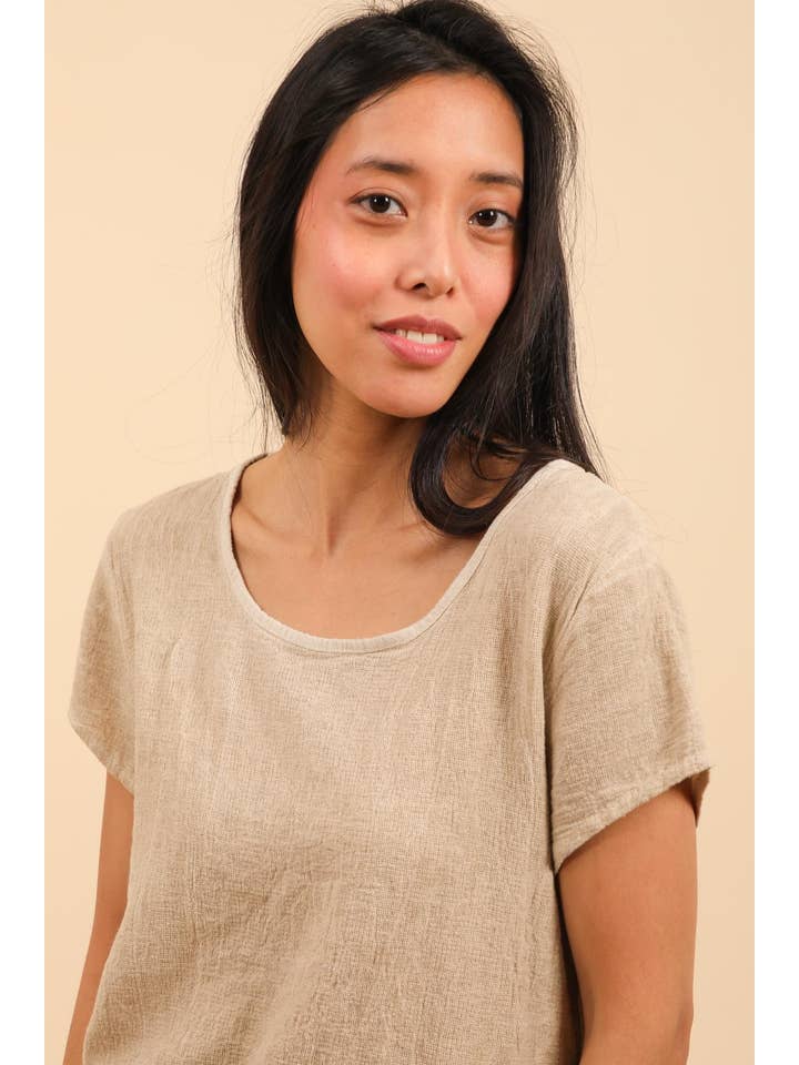 la maison des fibres naturelles - Wholesale T-shirt – women's - cotton-linen blend t-shirt, round neck 3389 10% linen 90% cotton14