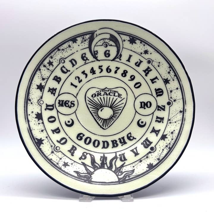 Kiku Handmade | Contemporary Fused Glass Home Goods - Wholesale Serve Bowl - Witchy Ouija Board Fused Glass Large 13" Serving Bowl3