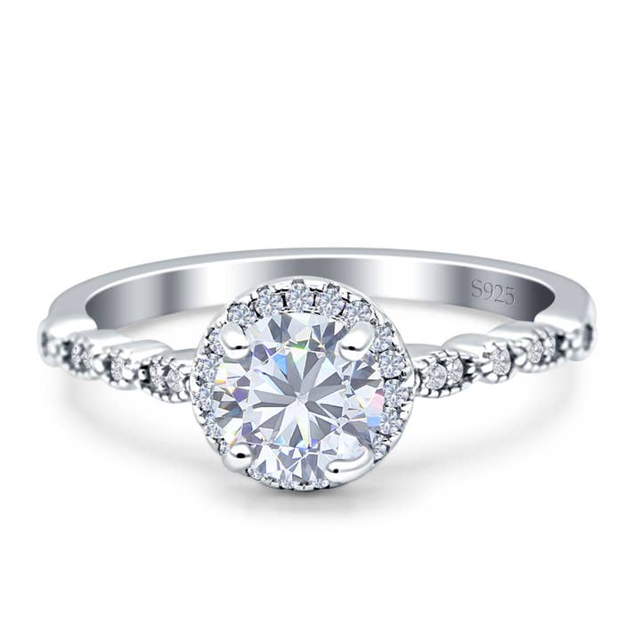 Halo Round Cubic Zirconia Engagement Ring for wholesale by Blue Apple Imports
