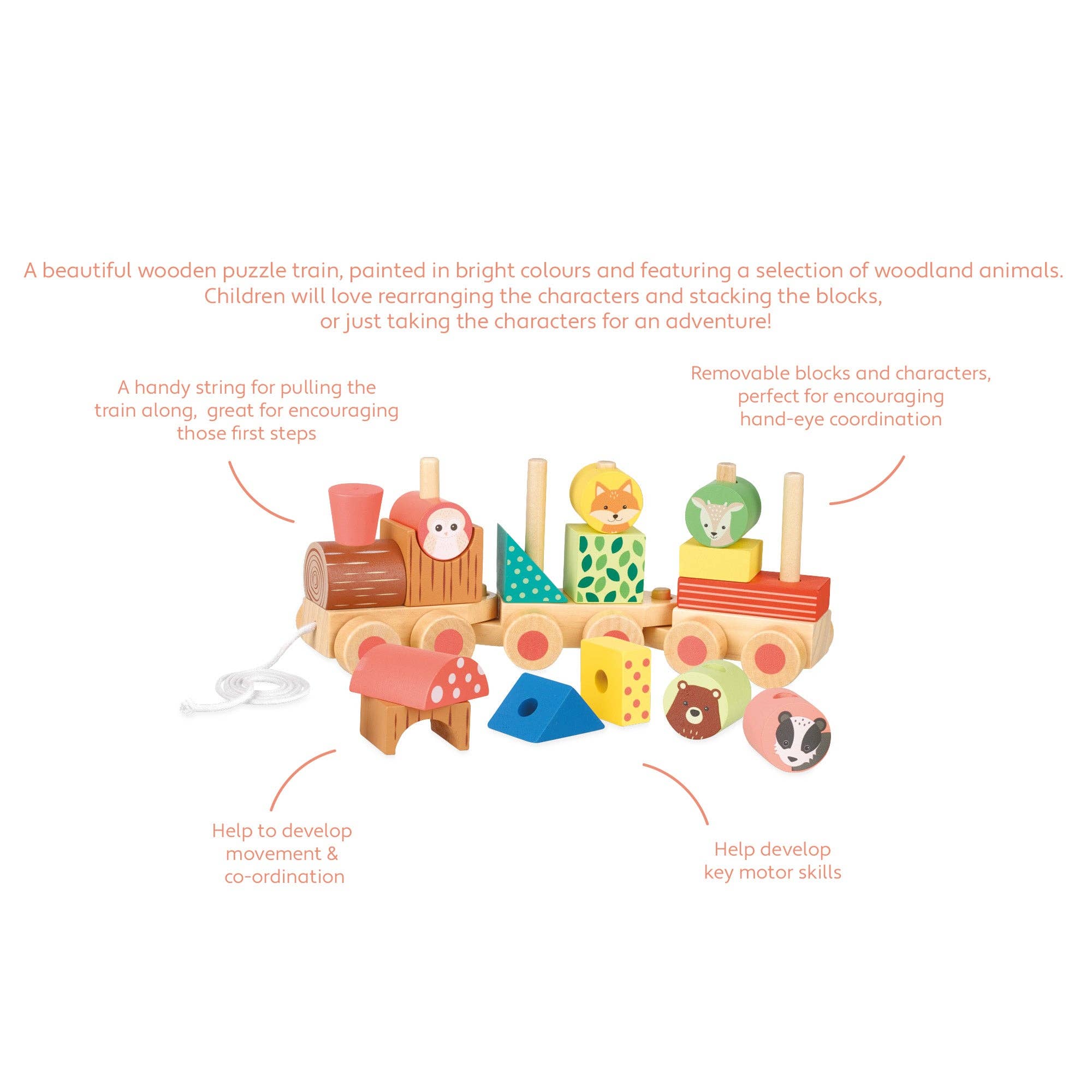 Orange Tree Toys – Brinquedo de madeira - Crianças por atacado – Trem de Quebra-Cabeça de Madeira Woodland Woodend1