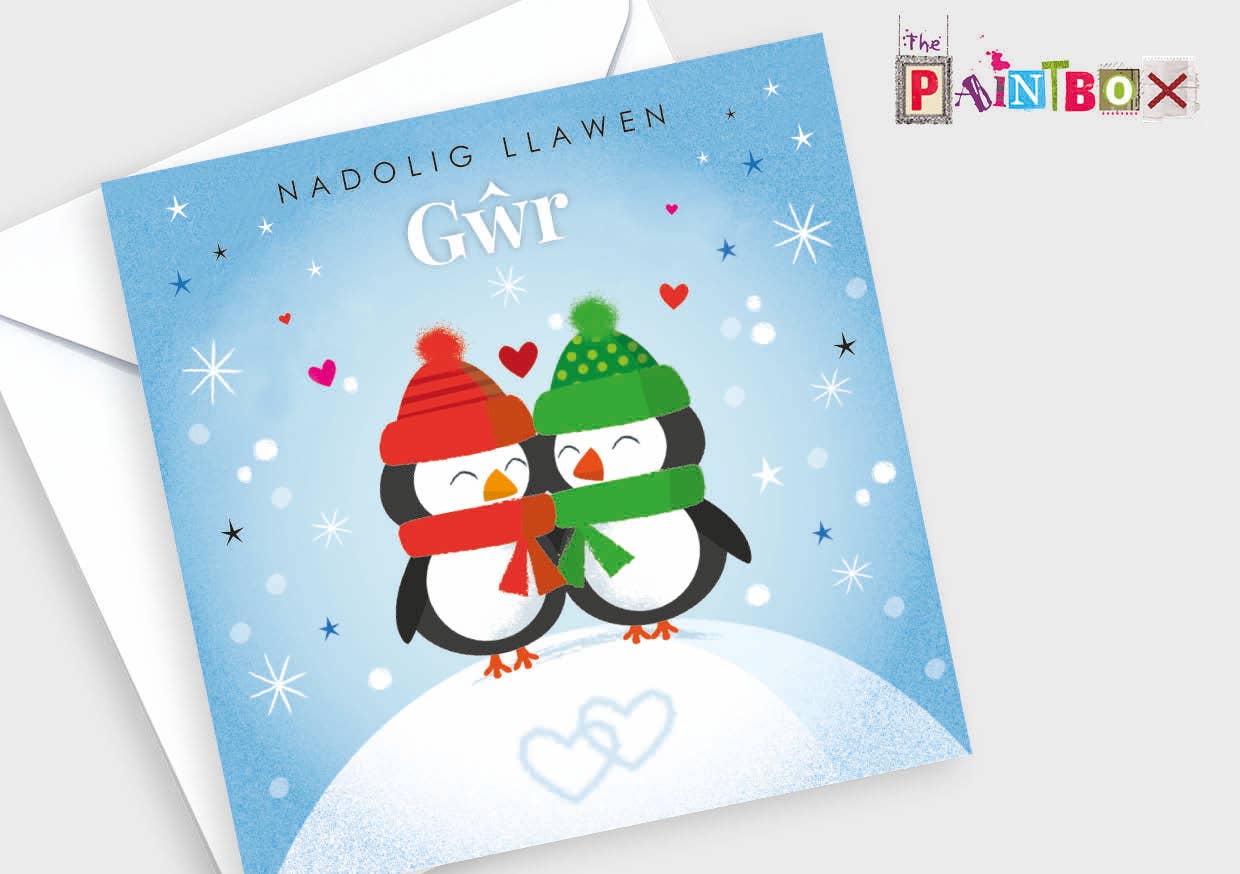 The Paintbox - Wholesale Kerstkaartje - 'Vrolijk Kerstfeest Man' – Vrolijk Kerstfeest Man (pinguïns)1