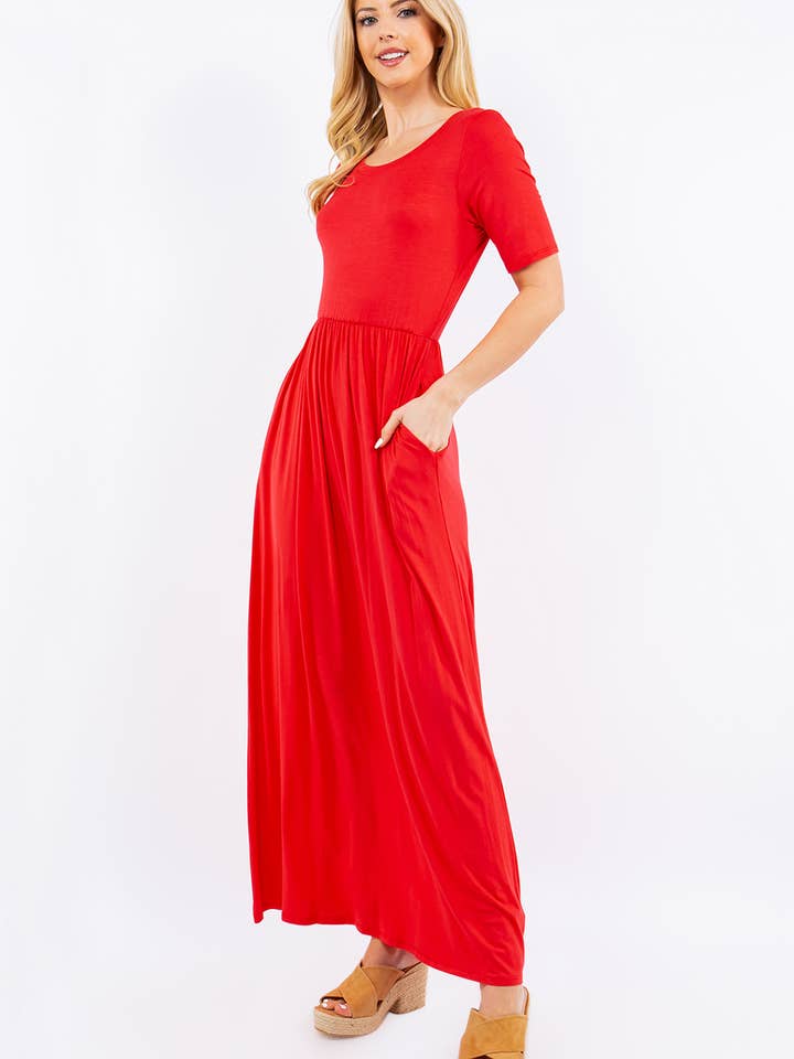 Celeste Clothing - Wholesale Dress - Women's - PLUS SIZE MODEST MAXI DRESS WITH POCKETS -CD23411T-PL34