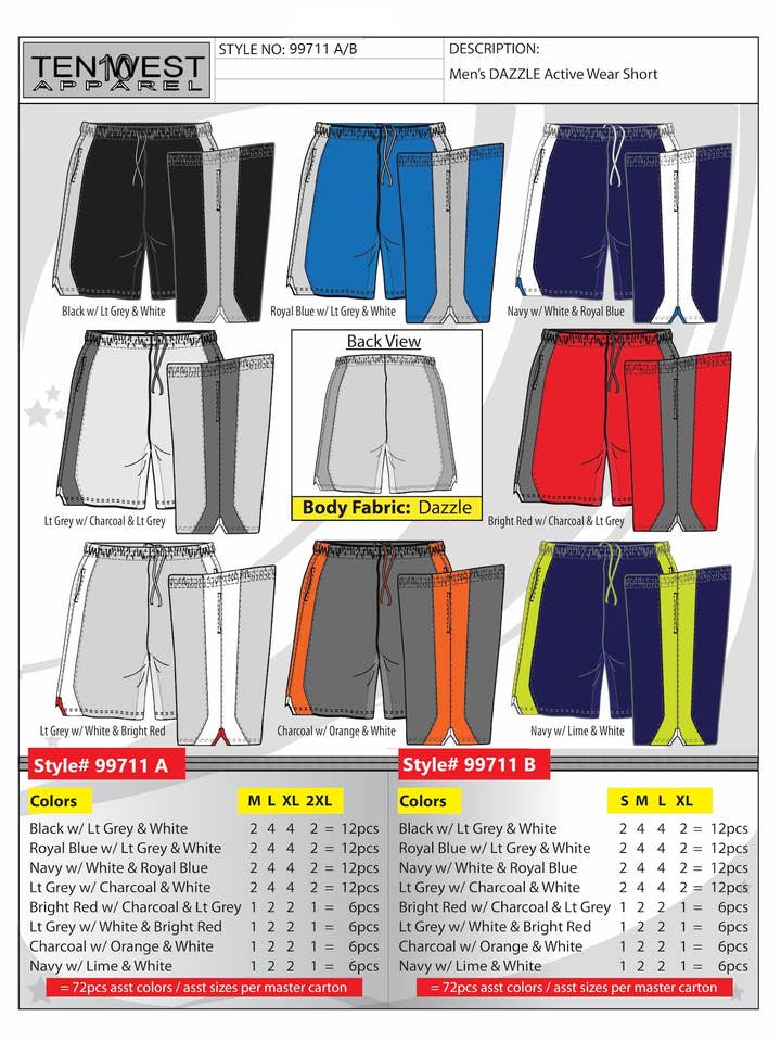 Mens mesh shorts S-XL - 99711W for wholesale by Ten West Apparel