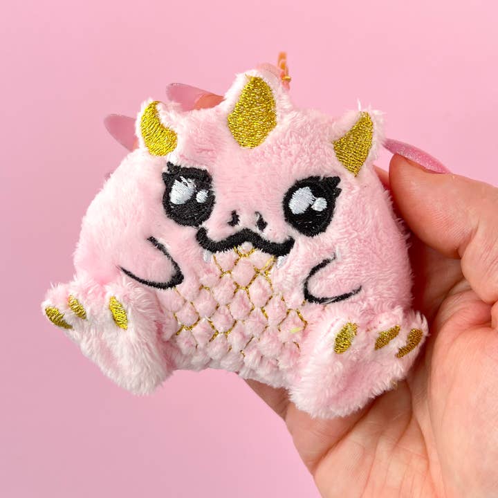 Kawaii Hair Candy - Wholesale Keychain - Unisex - Cute Pink Chibi Dragon Plush Keychain