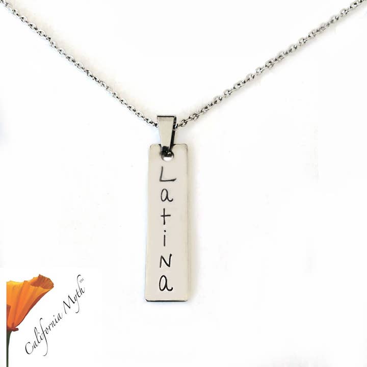 Latina Bar Pendant Necklace for wholesale by California Myth