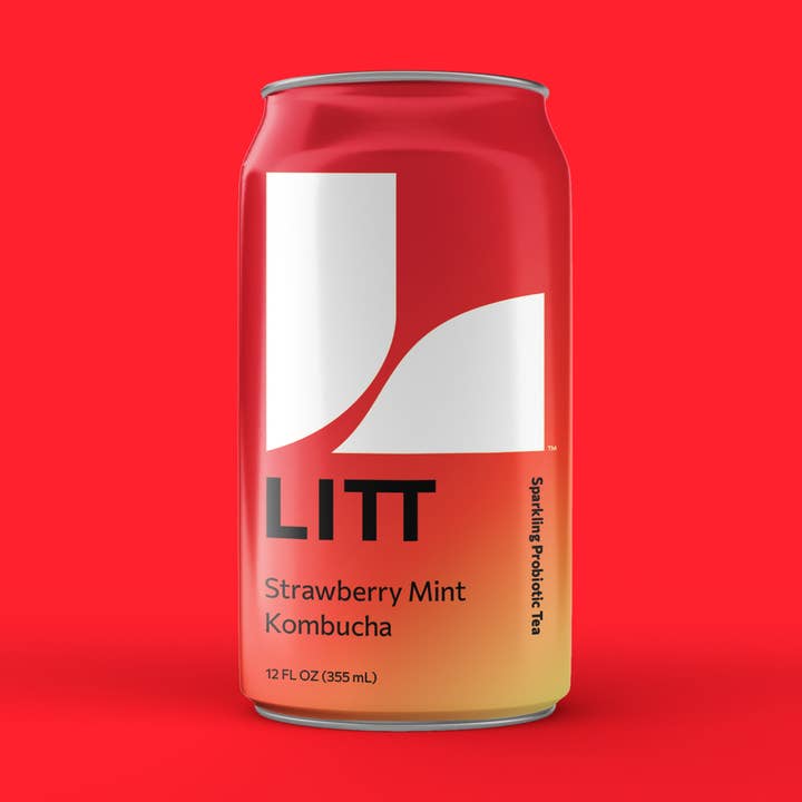 LITT Kombucha - Wholesale Kombucha - Strawberry Mint Kombucha 12oz cans0