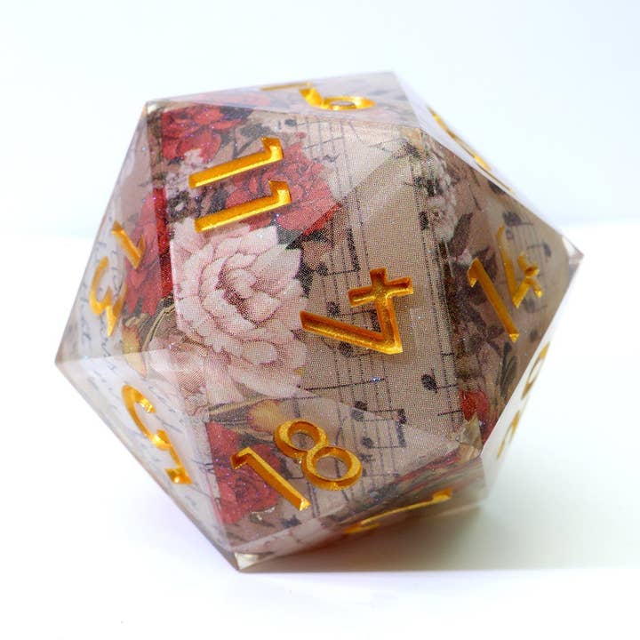 Sonnet of Thorns | 50mm D20 | Oversized Art Core Dice for wholesale by Tabletop Dominion Limited