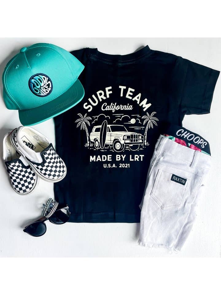 Black Boys Clothes The Surf Team Tee - USA made for wholesale on Faire