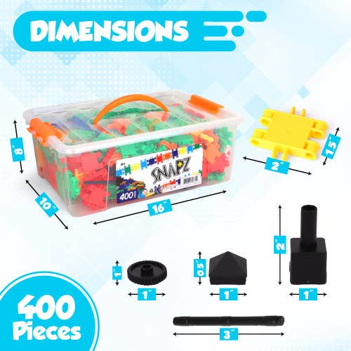 The Toy Group - Wholesale Building Set - Kids - SNAPZ Building Bricks 400 Pcs Connecting Toy - Strong Durabl1