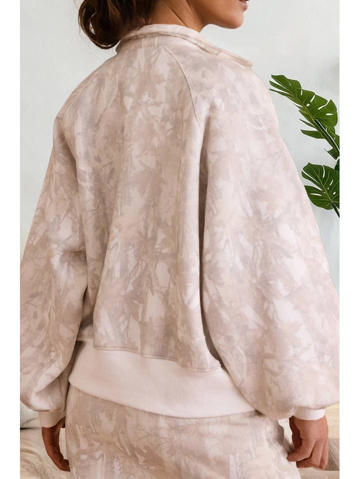 White Peak Balloon Sleeve Camo Pullover for wholesale on Faire1