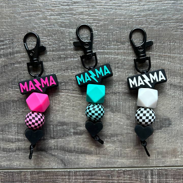 JILLIAN INK LLC - Wholesale Keychain - Women's - Lightening Bolt MAMA Silicone Beaded Keychain Purse Charm4