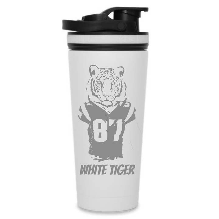 Ice Shaker - Venta al por mayor Botellas de agua - White Tiger Edition - Botella de hielo personalizada de 26 oz