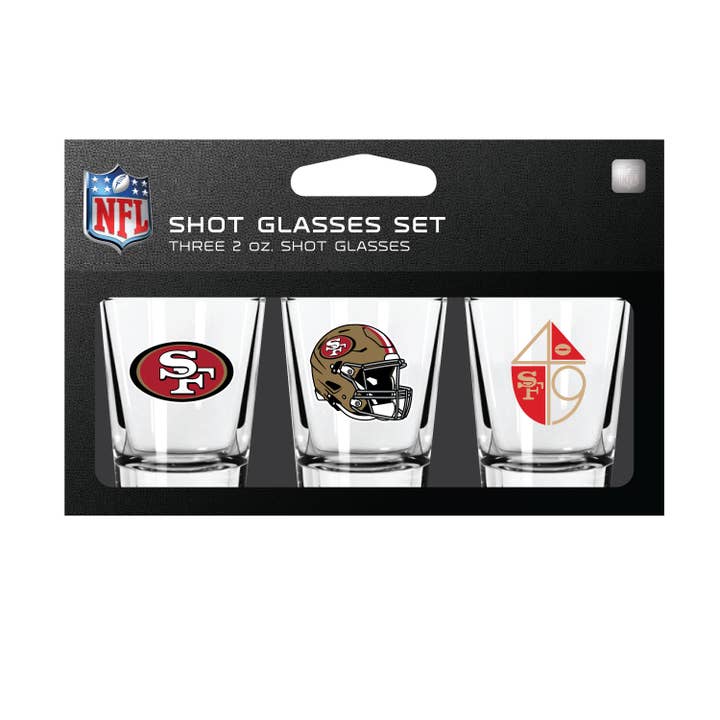 Mojo Licensing - Wholesale Shot Glass - San Francisco 49ers 3-Pack Shot Glass Set
