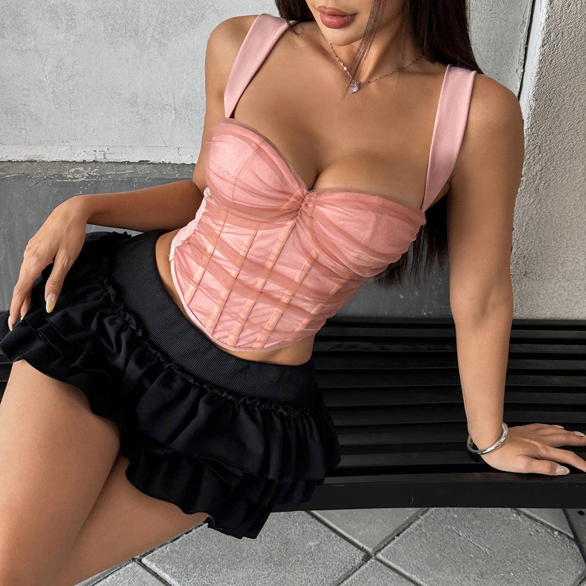 Marayn - Wholesale Corset - Women's - Mesh Corset Top Edgy Sexy  Bold4