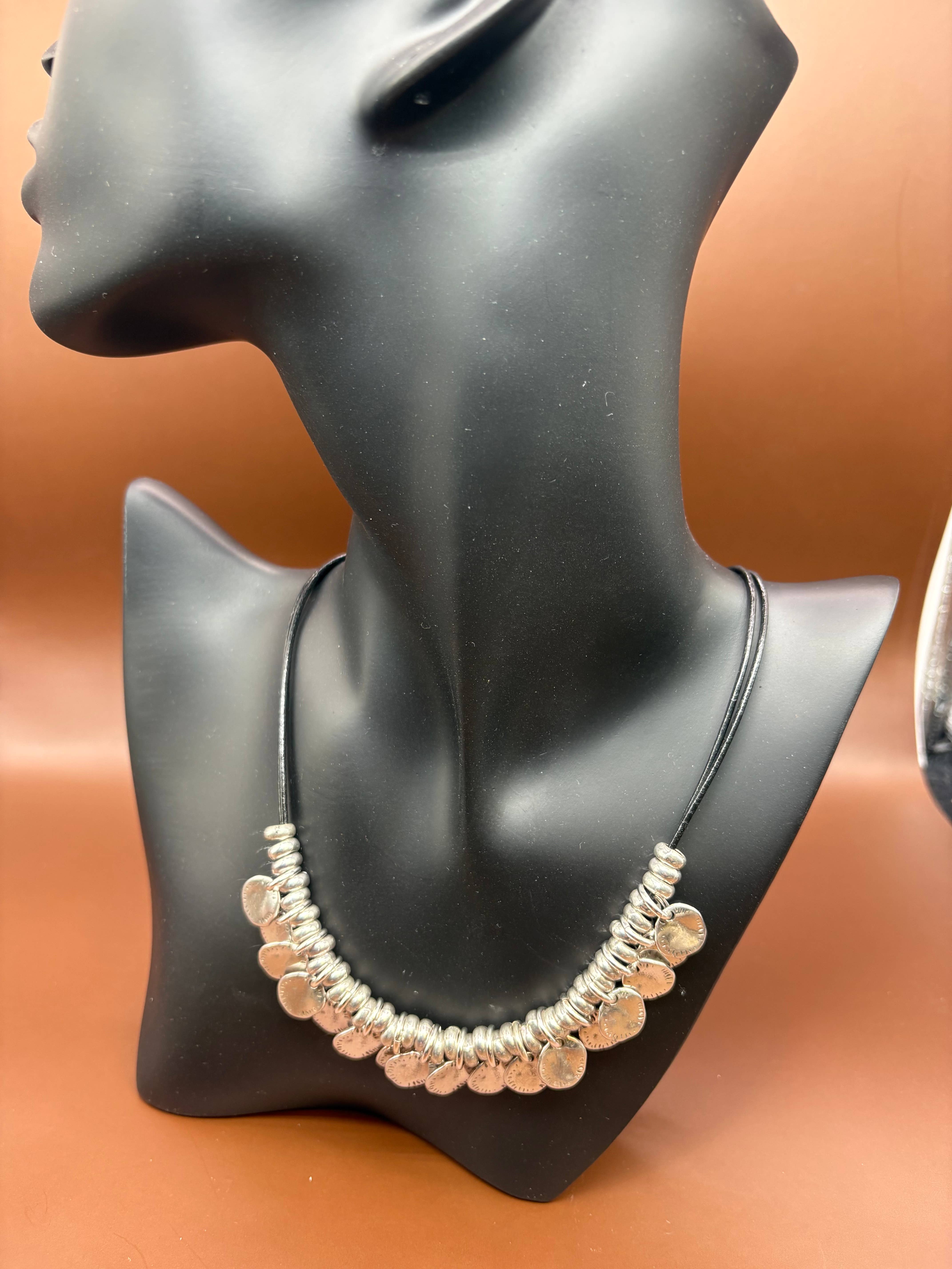 Trades by Haim Shahar - Wholesale Choker/Collar - Fabulous Disc Necklace on Leather Cord1