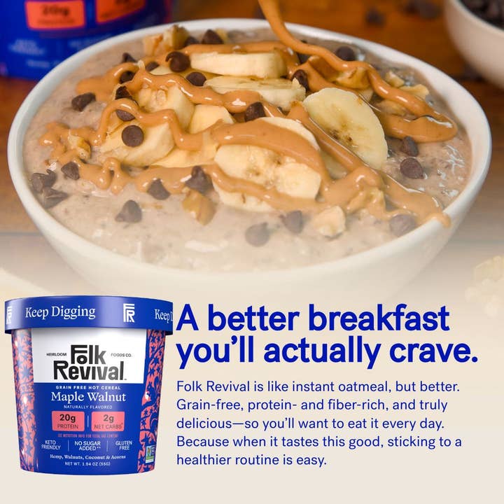 Folk Revival, LLC - Wholesale Breakfast Cereal - Maple Walnut - Keto Instant 'Oatmeal'7