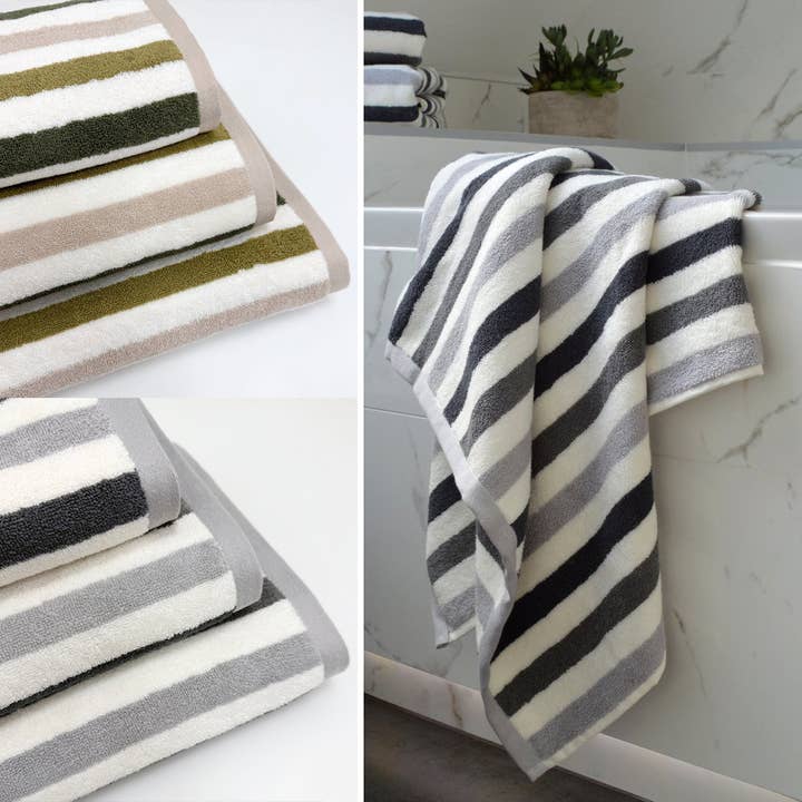 Cali Striped Bath Towels - 100% Cotton Super Soft, Absorbent for wholesale by Allure Bath Fashions