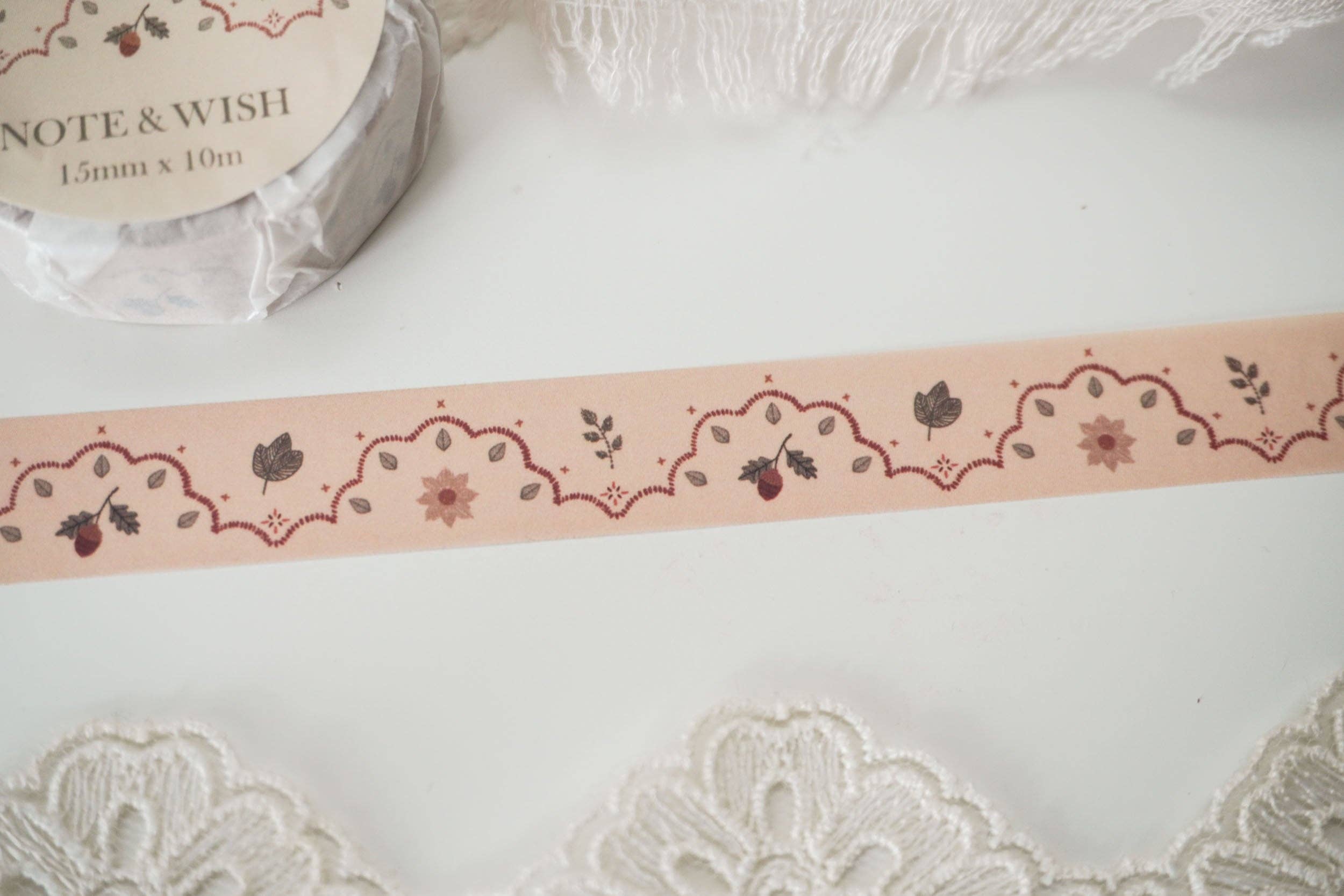 Note & Wish - Venta al por mayor Cinta washi - Cinta adhesiva Acorn Lace, washi Note & Wish1