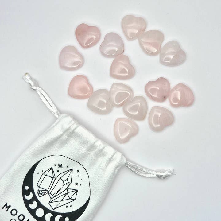 Moonlight Gemstones - Wholesale Spiritual Stone/Crystal - Mini Heart - Rose Quartz pocketstone worry stone1
