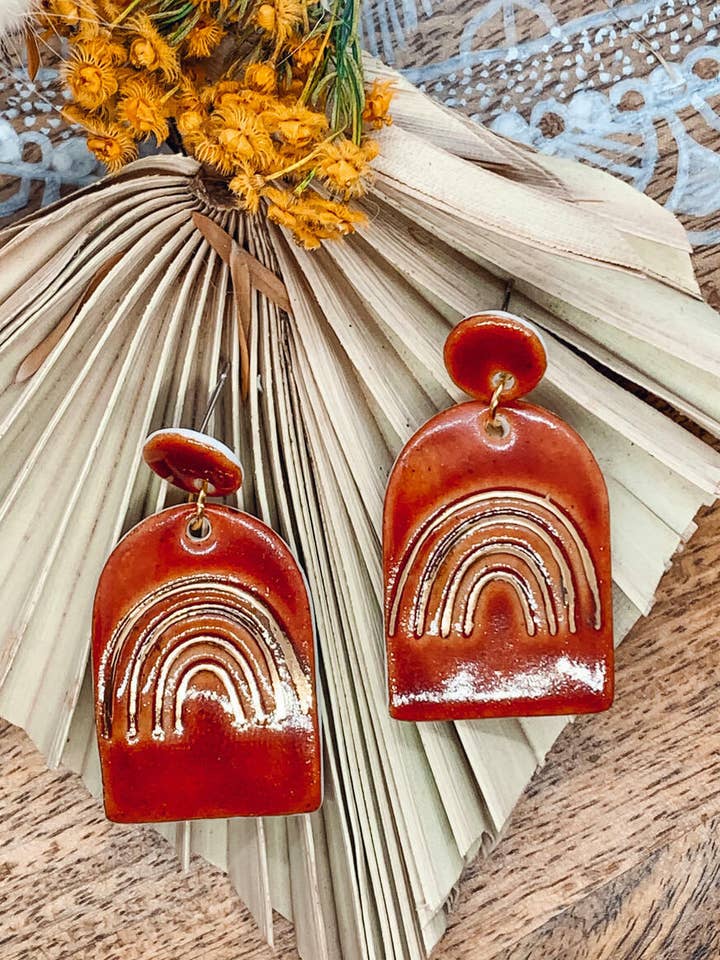 Gaia - Porcelain Earrings with Gold finish for wholesale by Wolf and Clay Pty Ltd