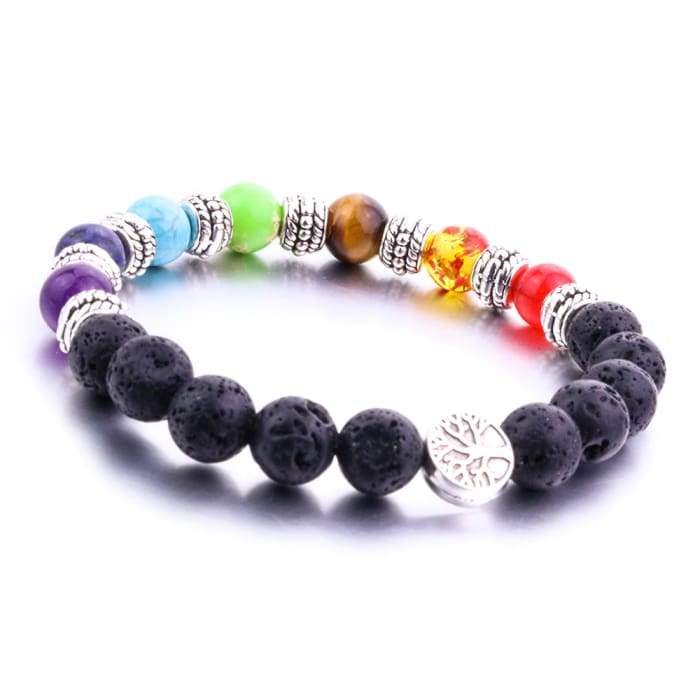 Seven Chakras Arbre de Vie Pierre de Lave Huile Essentielle Bracelet pour la vente par Fuze Body
