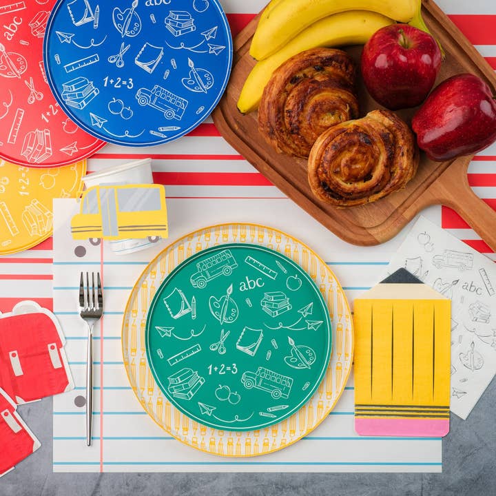 Gatherings by Curated Paperie - Wholesale Disposable plate - SCH24-DP1- School Days Assorted Icon Dessert Plates2