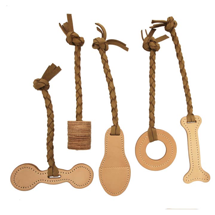 Interactive Natural Leather Tug Toy for wholesale by Auburn Leathercrafters