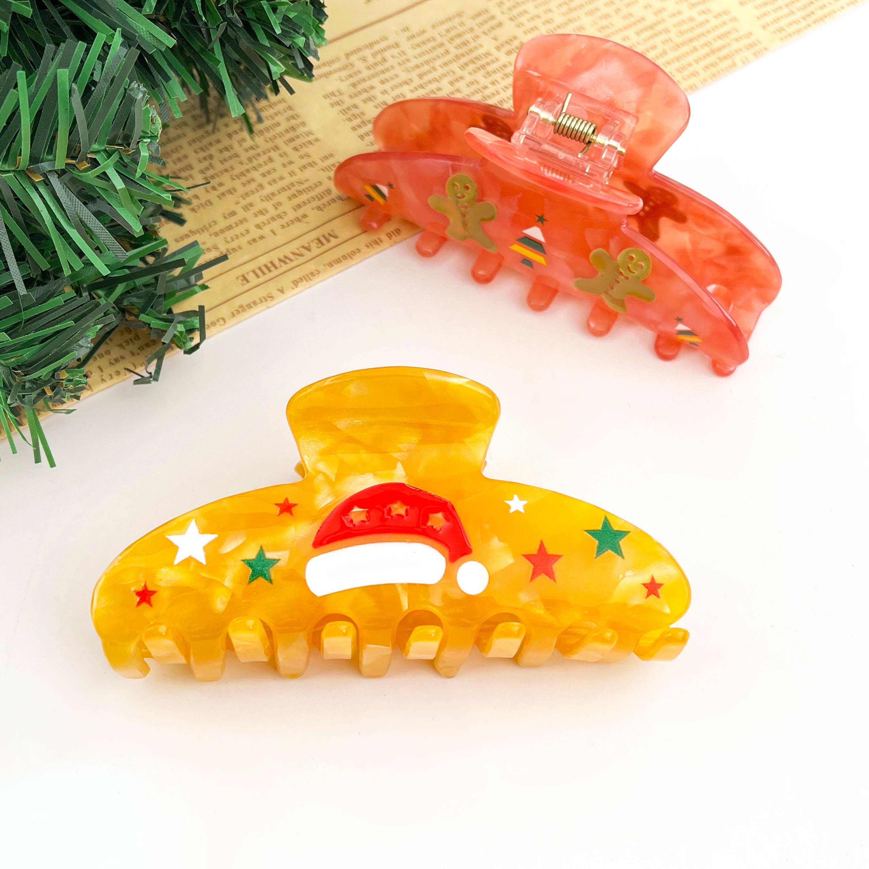 TheDivaSoap - Wholesale Hair Clip - Women's - Christmas Acetate Hair Claw, Holiday Arch-Shaped Hair Clip4