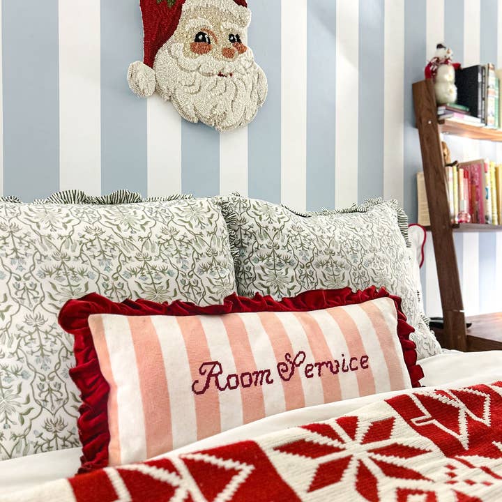 Southern Decorative - Wholesale Lumbar Pillow - Room Service Needlepoint Lumbar Pillow