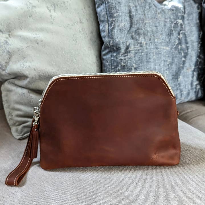 Handcrafted Genuine Leather Necessaire Purse for wholesale by Thread and Maple