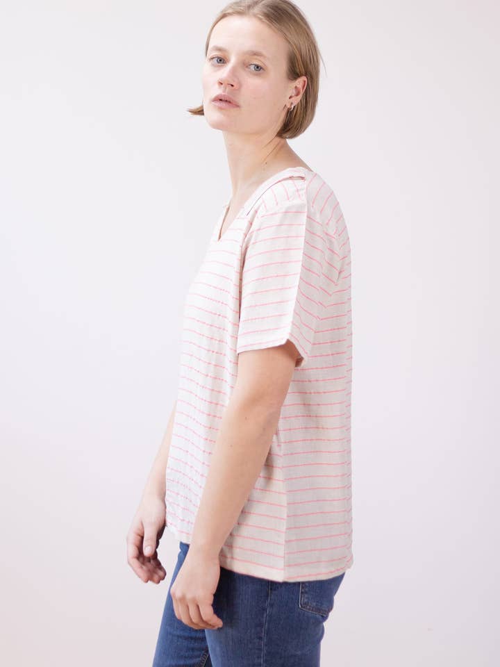 PAN Producto Básico - Wholesale Coat - Women's - Raw blouse with pink stripes9