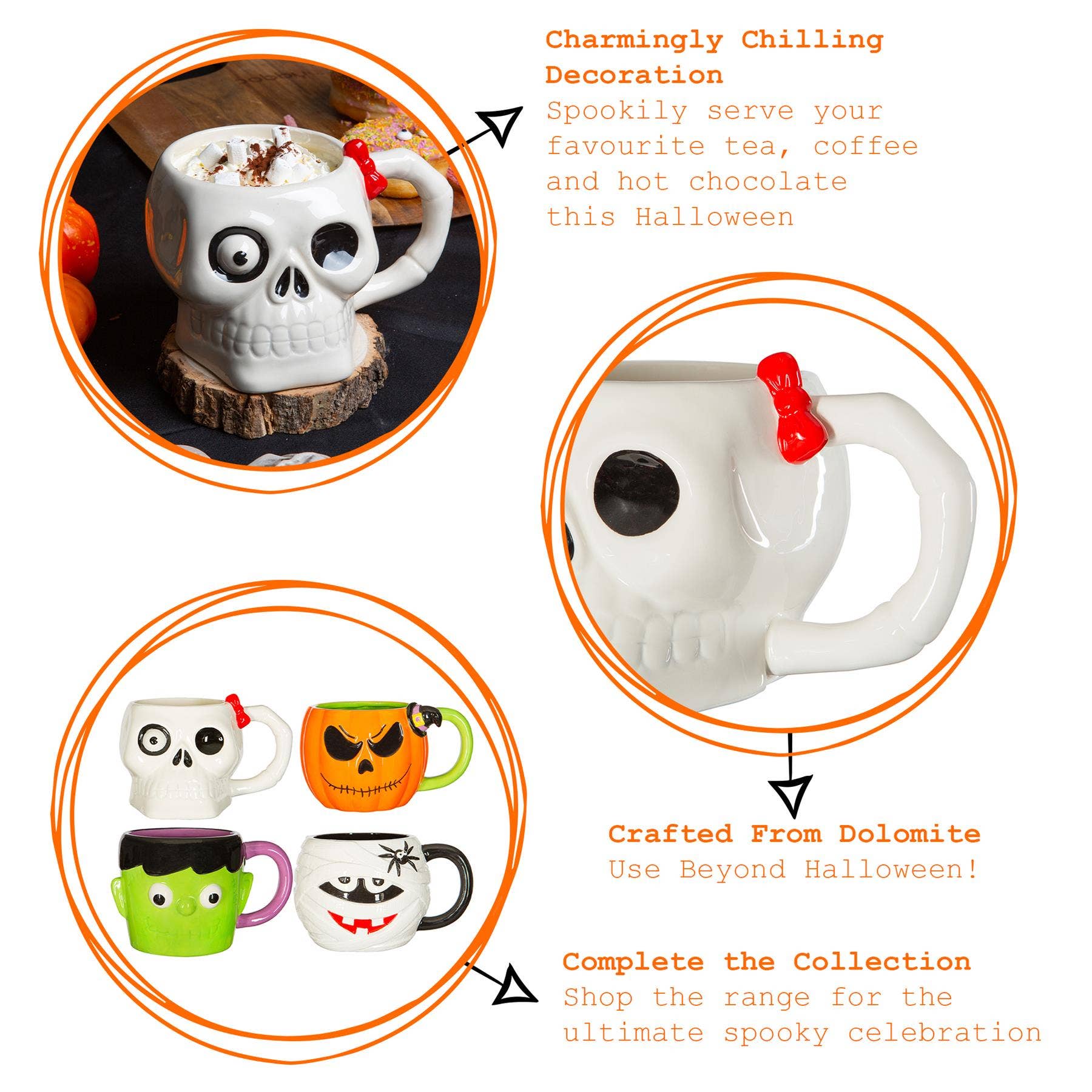 Rinkit Ltd – wholesale Coffee mug – 750ml Halloween Skull Stoneware Mug - By Fax Potato3