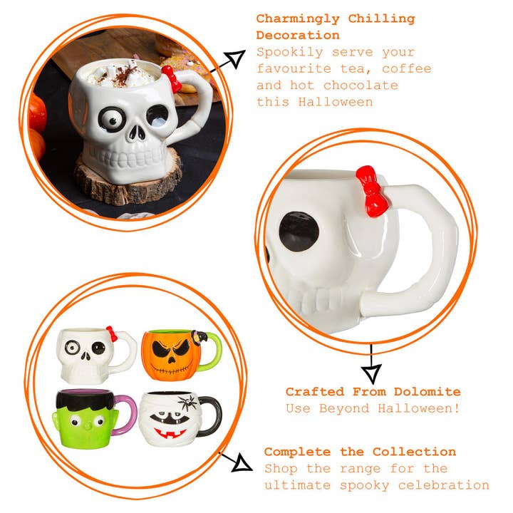 Rinkit Ltd – wholesale Coffee mug – 750ml Halloween Skull Stoneware Mug - By Fax Potato3