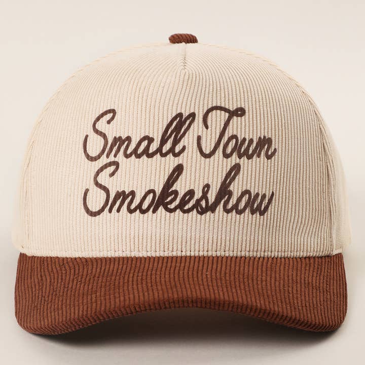 Fashion City - Wholesale Trucker Hat - Unisex - SMALL TOWN SMOKESHOW Heat Press Corduroy Trucker Hat 16