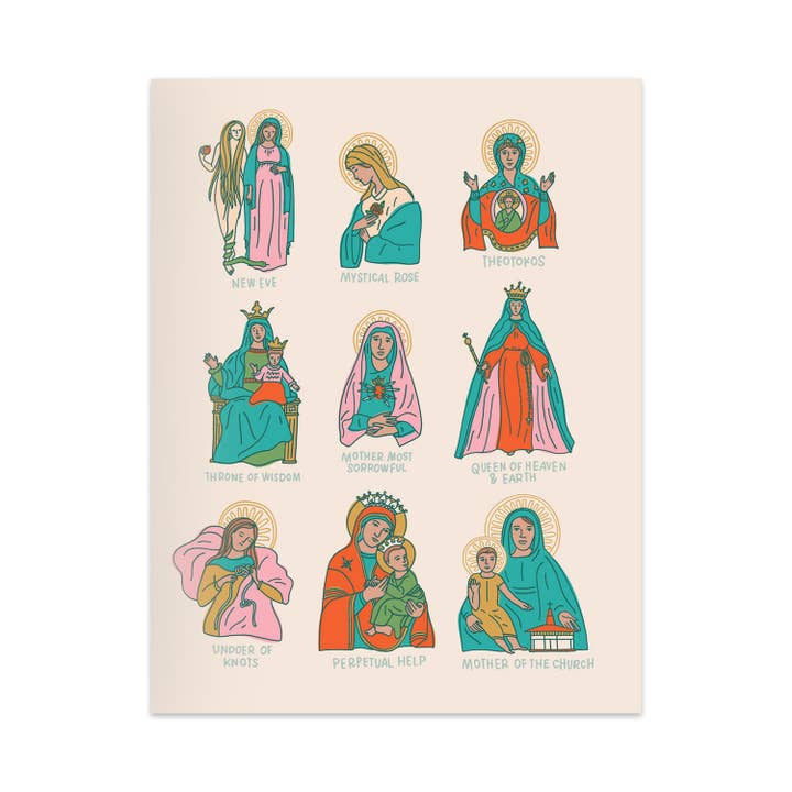 Names of Mary Greeting Cards (set of 8) for wholesale by Catholic Family Crate®