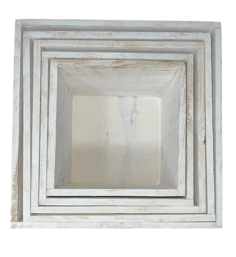 Thompson Wholesale - Vente Jardinière - Ensemble de 20 jardinières carrées en bois blanchi.2