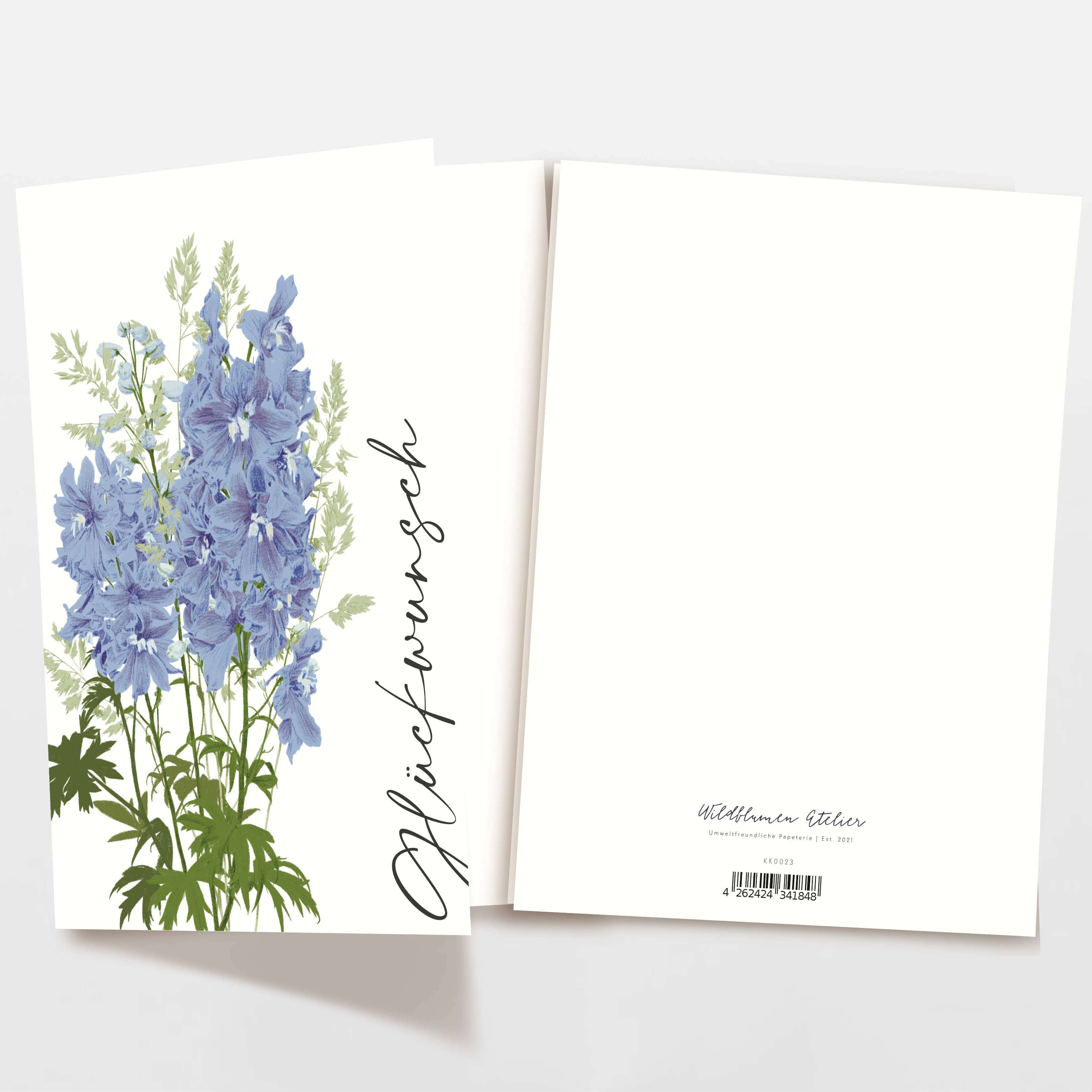 Wildblumen Atelier - Wholesale Congratulations Card - Greeting card congratulations blue flowers, with envelope, FSC3