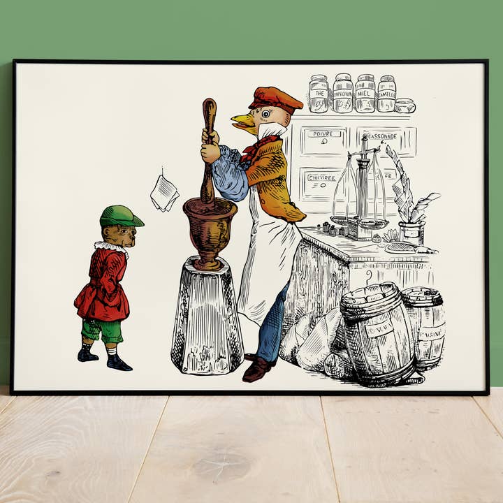 Grocery Poster - The Dressed Animals for wholesale by Colette de B.