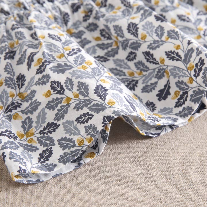 Dadati - Wholesale Dress - Kids - Girl's dress with blue and mustard leaf print6