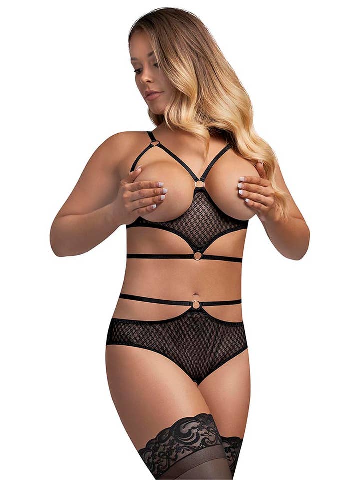 Exposed - Wholesale Lingerie Set - Women's - Cupless Bra & Crotchless Panty Set 2