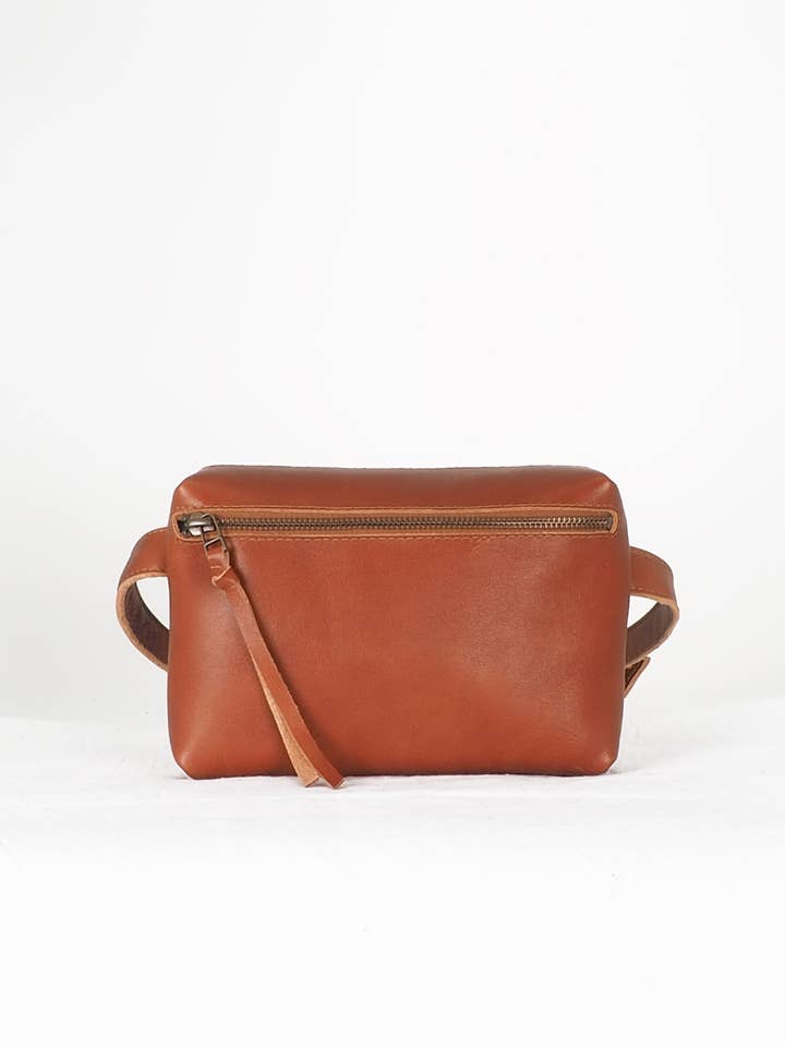 Riñonera de piel para mujer natural Brown · Harmony para venta al por mayor de NUBUCKCUIR LEATHER BAGS