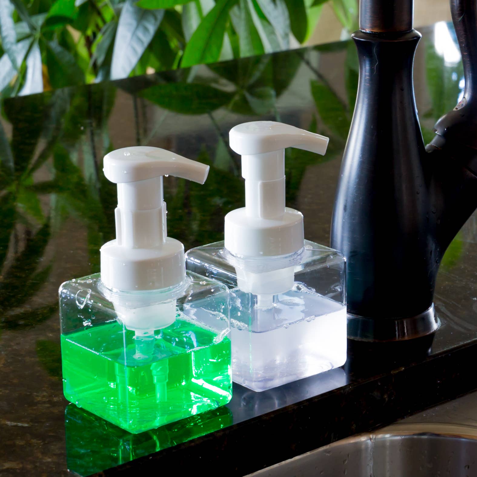 Youngever - Wholesale Soap Dispenser - Youngever 5 Pack 8OZ Plastic Square Pump Bottles - Clear2