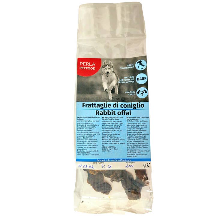 Perla PetFood - Wholesale Pet treats – Dog - Snack BARF Rabbit Offal 100% Made in Italy0